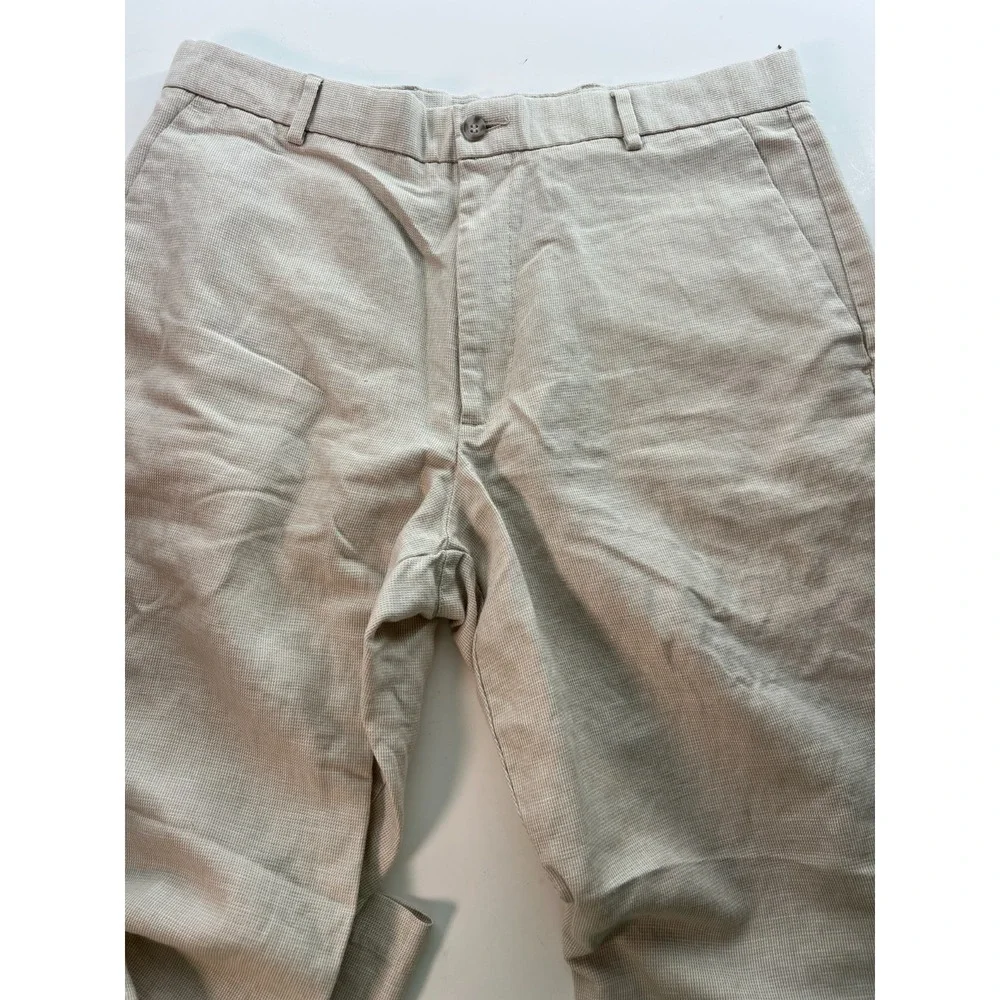 Dockers Premium Men's Pants W34 L32 Khaki Flat Front Relaxed Fit Actual 34x30.5